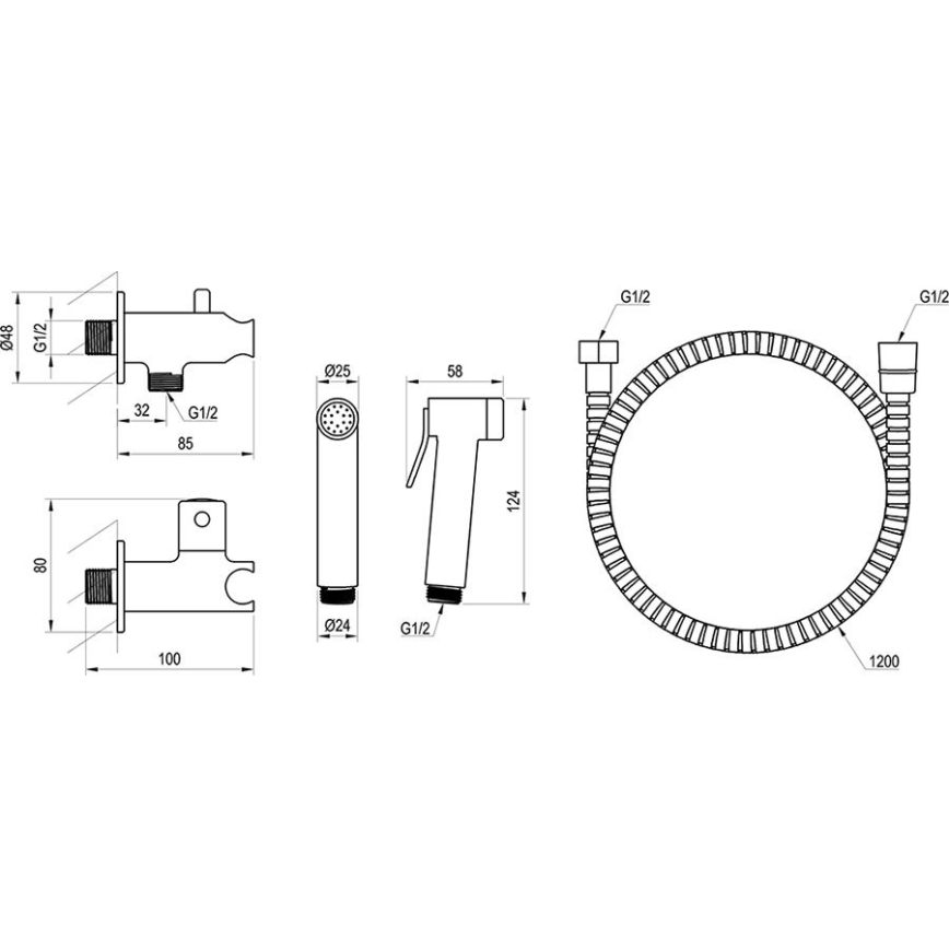 Ravak X070166 - Ręczna słuchawka bidetowa do montażu podtynkowego, błyszczący chrom