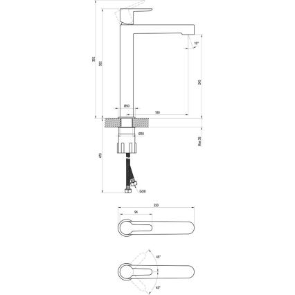 Ravak X070182 - Bateria umywalkowa PURI 32,2 cm czarna