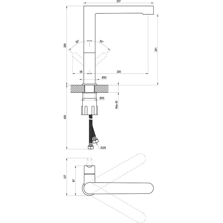 Ravak X070183 - Bateria umywalkowa PURI 26,9 cm czarna