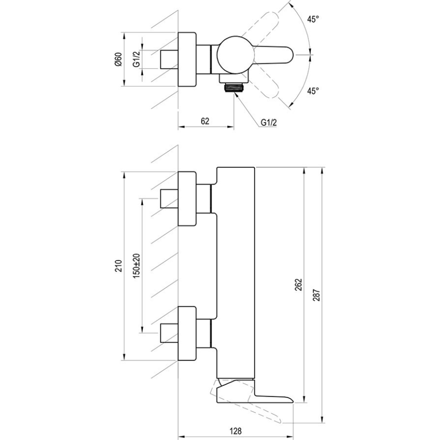 Ravak X070187 - Bateria prysznicowa PURI czarna