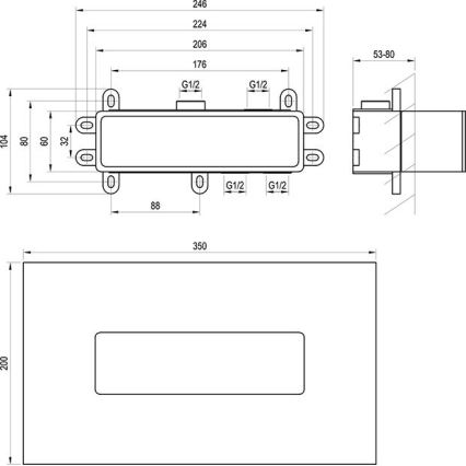 Ravak X070233 - Podstawowy korpus do baterii podtynkowych R-BOX 10,4x24,6 cm