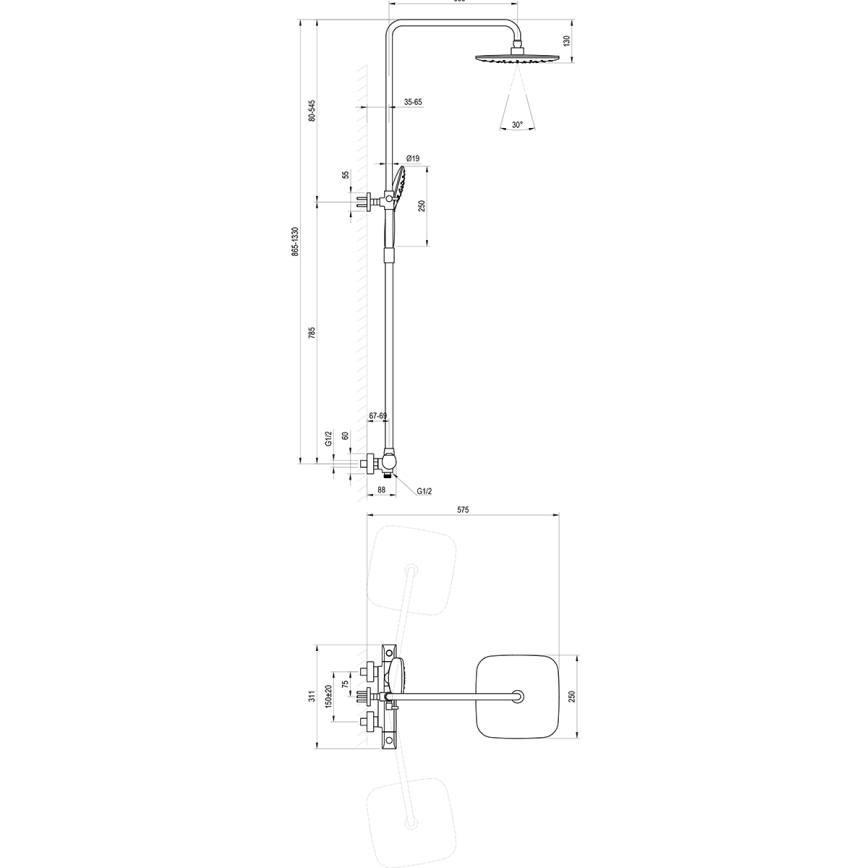 Ravak X070442 - Zestaw prysznicowy z baterią termostatyczną FLAT, chrom błyszczący