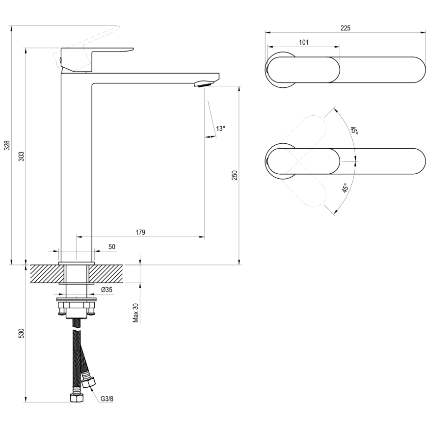 Ravak X070447 - Bateria umywalkowa CHROME 30,3 cm błyszczący chrom