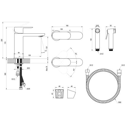 Ravak X070450 - bateria umywalkowa z bidetową słuchawką CHROME, błyszczący chrom