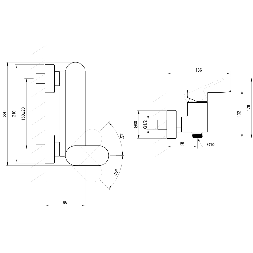 Ravak X070464 - Bateria prysznicowa CHROME czarna