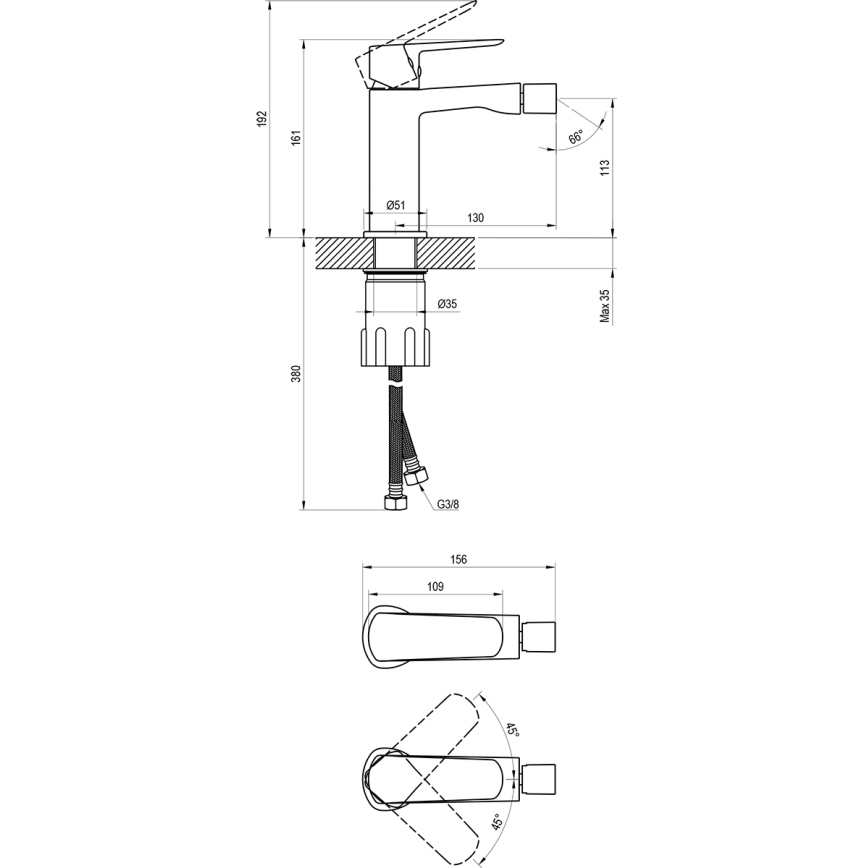 Ravak X070481 - Bateria bidetowa LIFE czarna