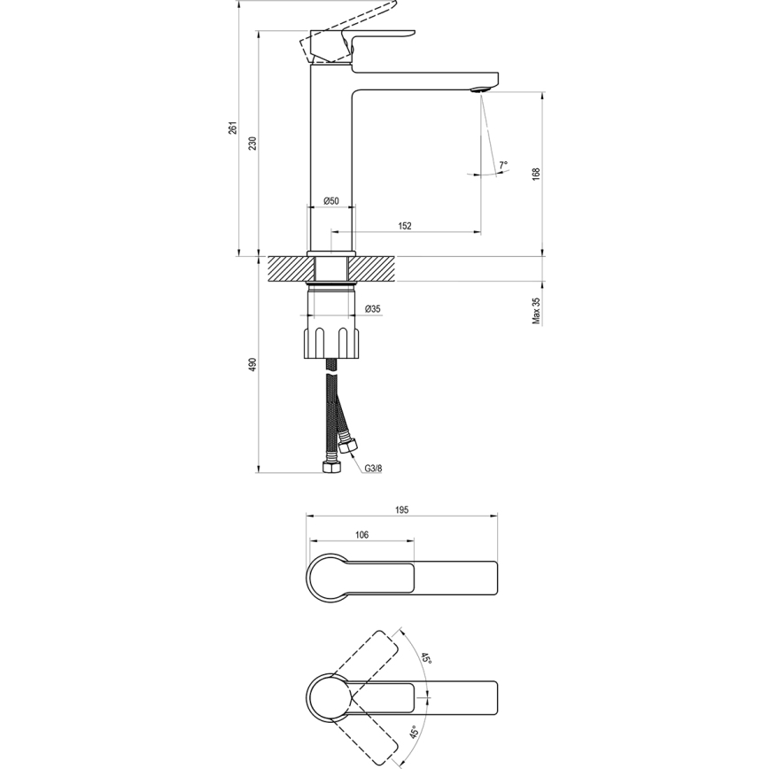 Ravak X070483 - Bateria umywalkowa SOLAR 23 cm, chrom błyszczący