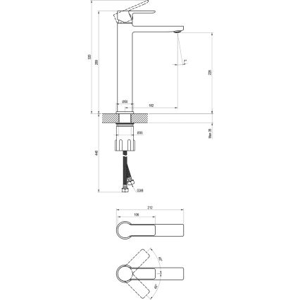 Ravak X070490 - Bateria umywalkowa SOLAR 29 cm czarna