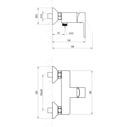 Ravak X070492 - Bateria prysznicowa SOLAR czarna