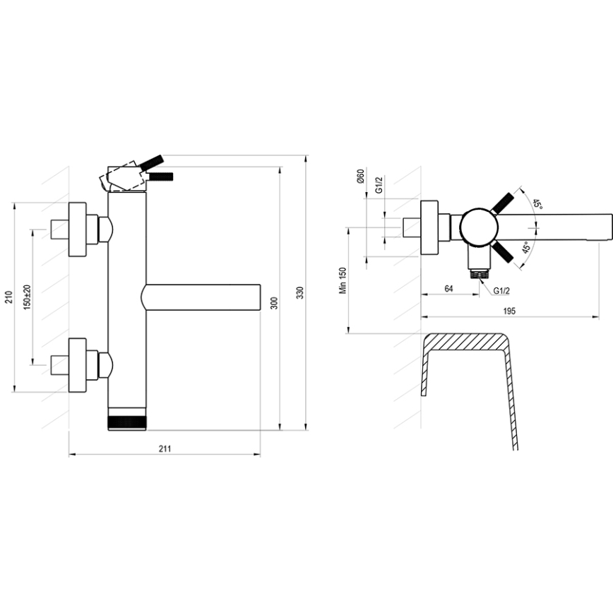 Ravak X070646 - bateria wannowa NOX, szczotkowana stal nierdzewna