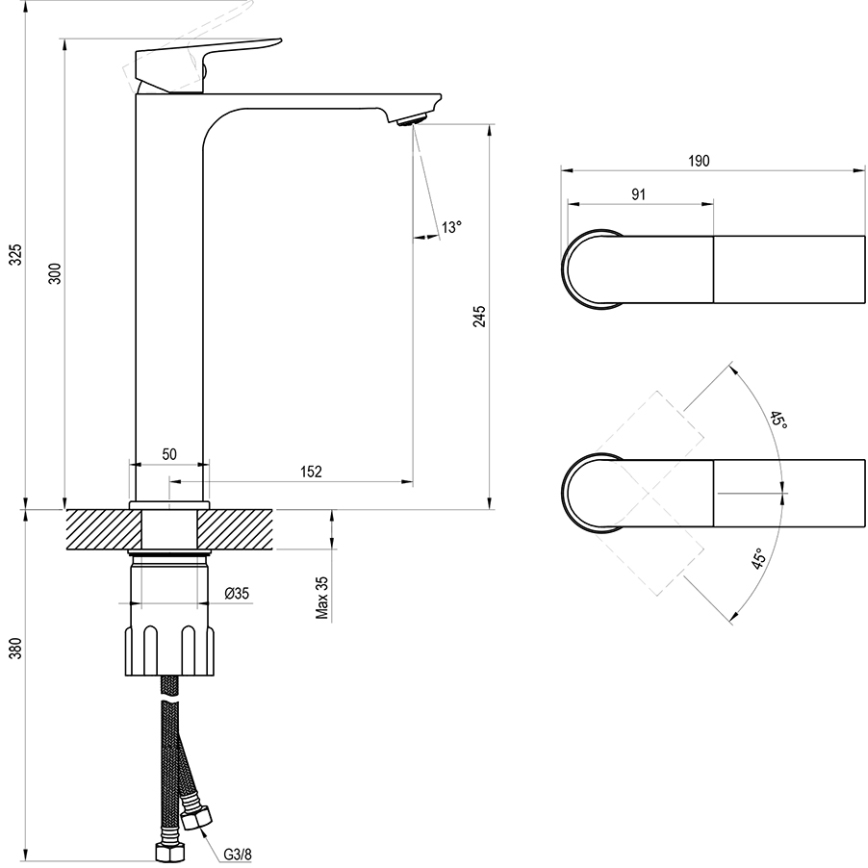 Ravak X070653 - Bateria umywalkowa PLAN 30 cm szczotkowany grafit