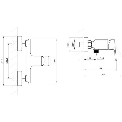 Ravak X070655 - bateria prysznicowa PLAN, szczotkowany grafit