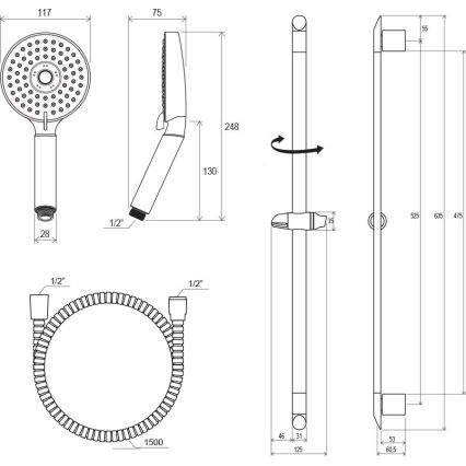 Ravak X07P177 - Zestaw prysznicowy, chrom błyszczący