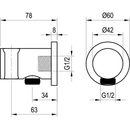 Ravak X07P572 - Uchwyt prysznicowy z przyłączem 7,8x6 cm czarny