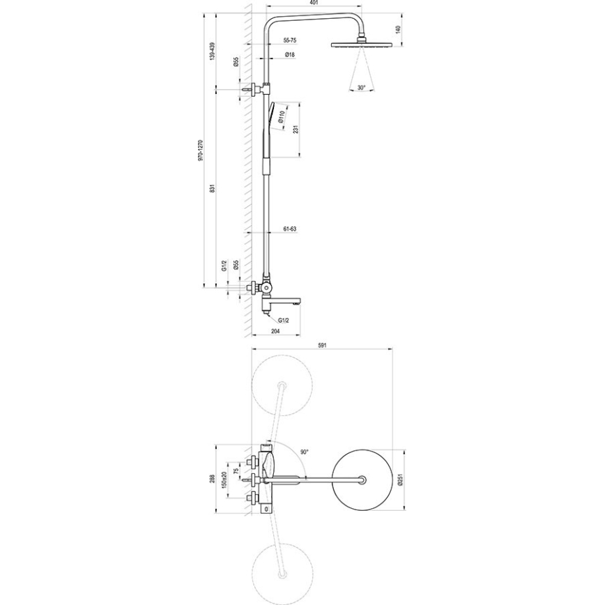 Ravak X07P642 - Zestaw prysznicowy z baterią, chrom błyszczący