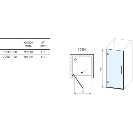 Ravak X0VV40300Z1 - Drzwi prysznicowe COOL 80x195 cm czarne