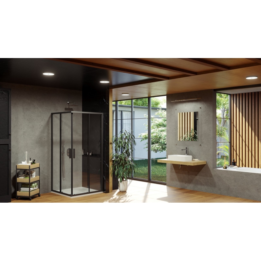 Ravak X1LM70300Z1 - Narożna kabina prysznicowa czteroczęściowa BLIX SLIM 90x90 cm czarna