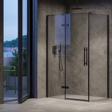 Ravak X9VV40300Z1 - Stała ścianka prysznicowa COOL 80x195 cm czarna