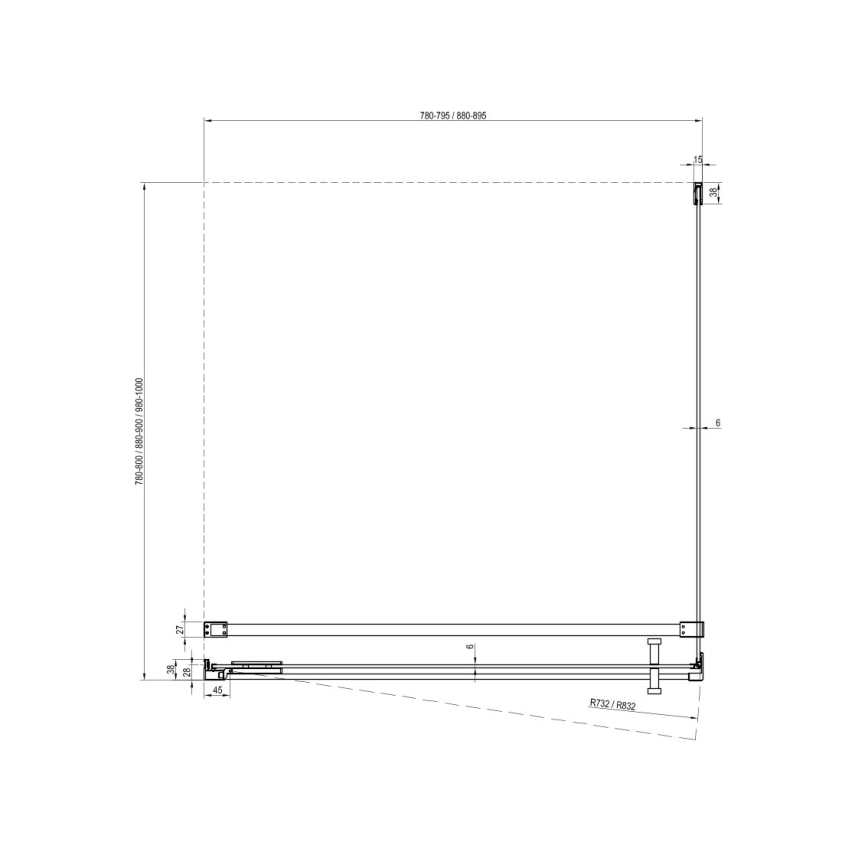 Ravak X9VVA0300Z1 - Stała ścianka prysznicowa COOL 100x195 cm czarna