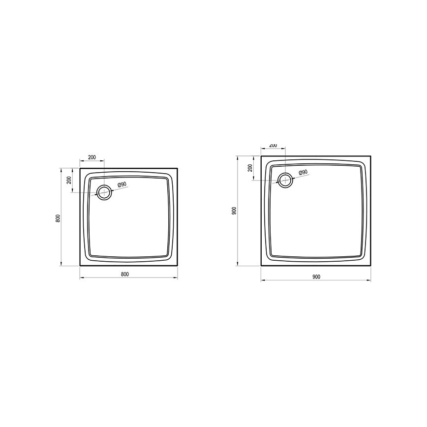 Ravak XA034411010 - Brodzik prysznicowy kwadratowy PERSEUS 80x80 cm biały