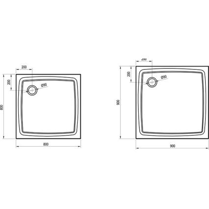 Ravak XA037711010 - Brodzik prysznicowy kwadratowy PERSEUS 90x90 cm biały