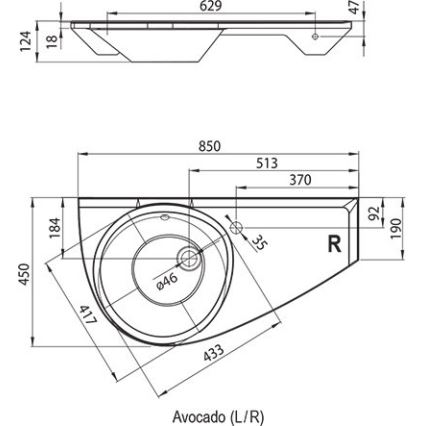Ravak XJ1L1100000 - Umywalka wisząca AVOCADO 85x45 cm, marmur odlewany/biała