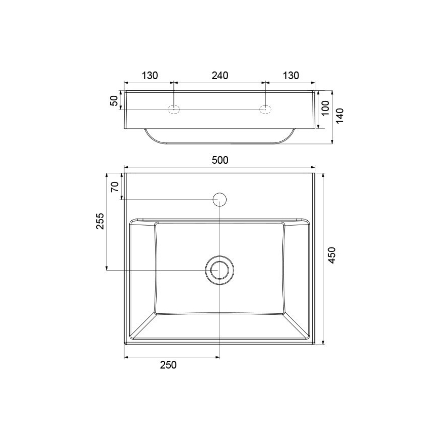 Ravak XJO01250000 - Umywalka wisząca NATURAL 50x45 cm odlewany marmur/biały