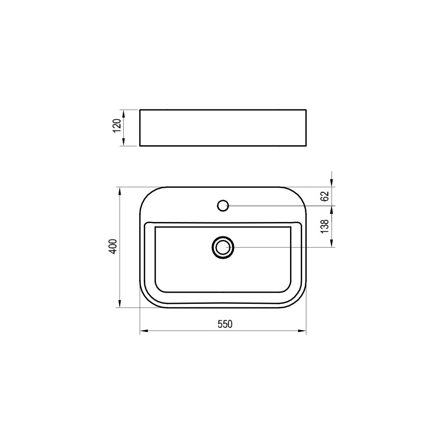 Ravak XJX01155005 - Umywalka nablatowa CERAMIC SLIM 55x40 cm ceramika/biała