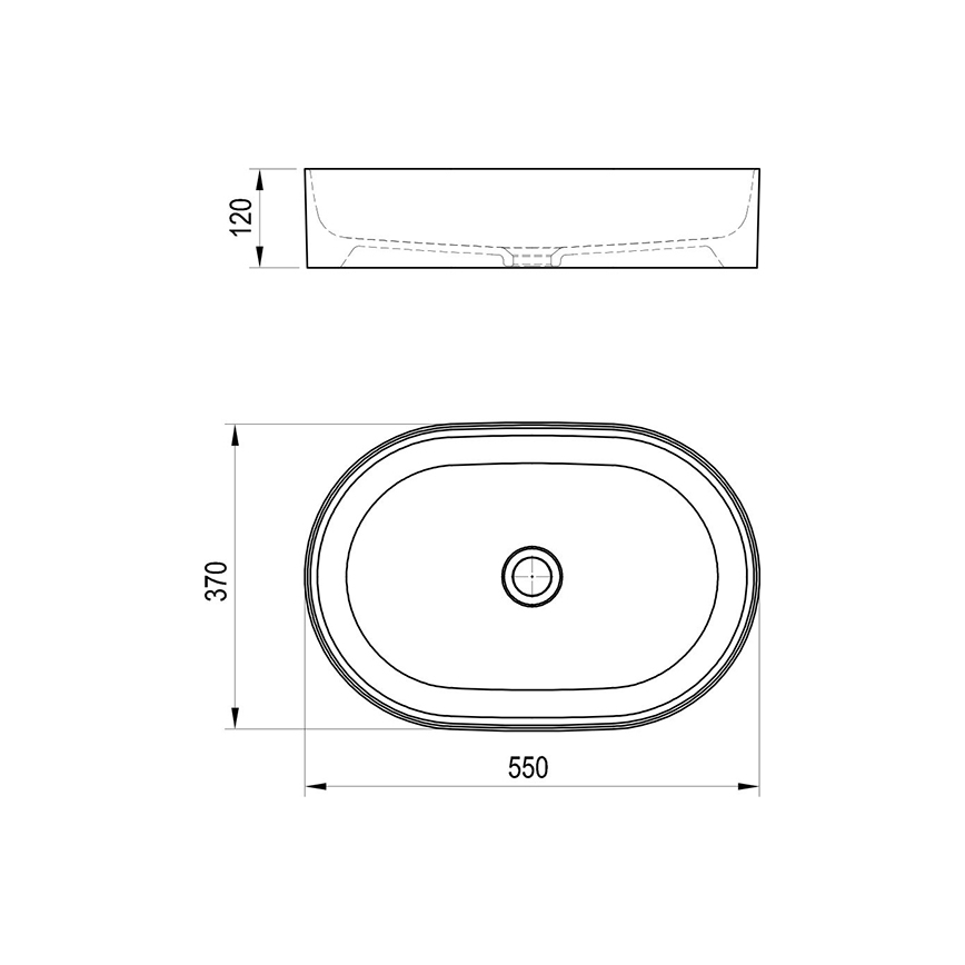 Ravak XJX0D155000 - Umywalka nablatowa CERAMIC SLIM 55x37 cm ceramika/czarna