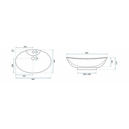REA-00692 - Umywalka nablatowa ROSA 44x66 cm ceramika/błyszcząca biel