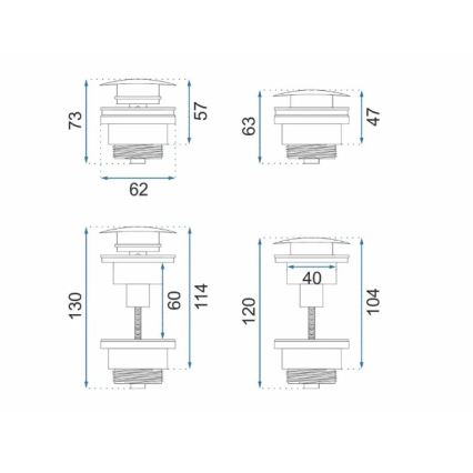 REA-A4100 - Odpływ umywalkowy CLICK-CLACK śr. 6,4 cm czarny połysk