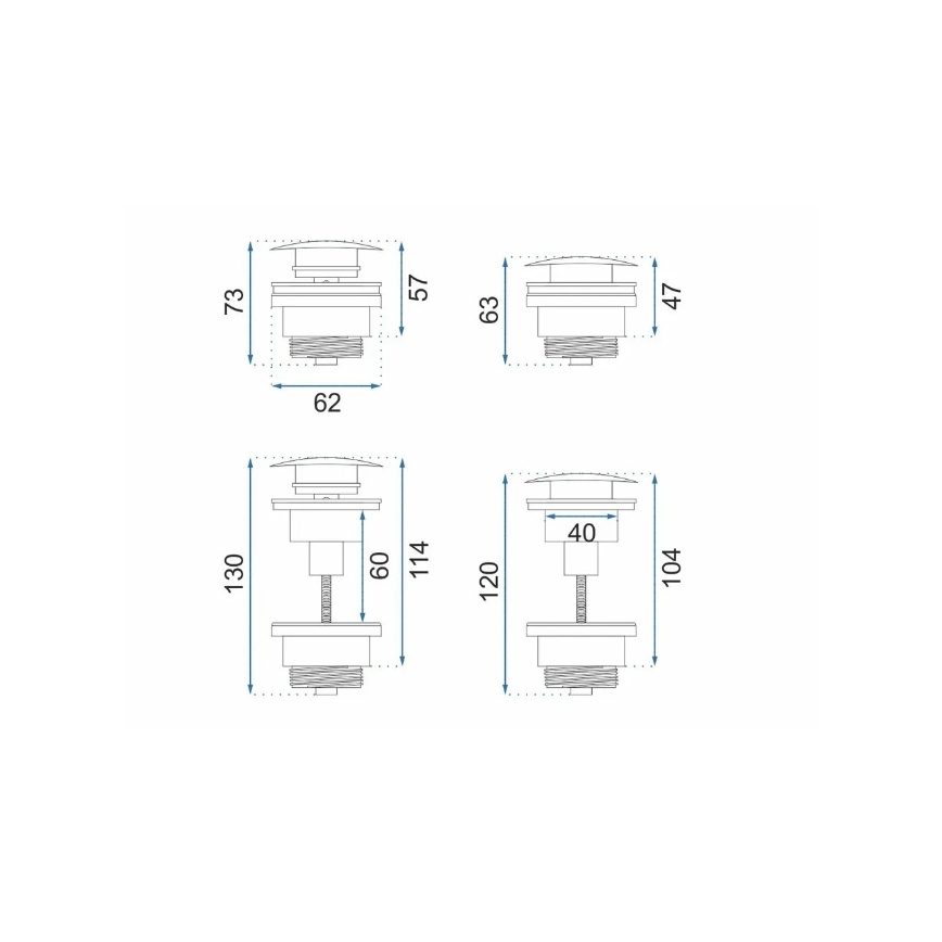 REA-A4100 - Odpływ umywalkowy CLICK-CLACK śr. 6,4 cm czarny połysk
