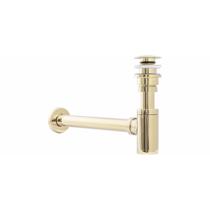 REA-A5692 - Syfon umywalkowy z korkiem CLICK-CLACK śr. 6,4 cm złoty