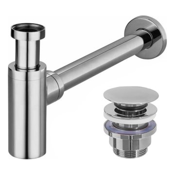 REA-A5693 - Syfon umywalkowy z korkiem CLICK-CLACK Ø 6,4 cm chrom błyszczący