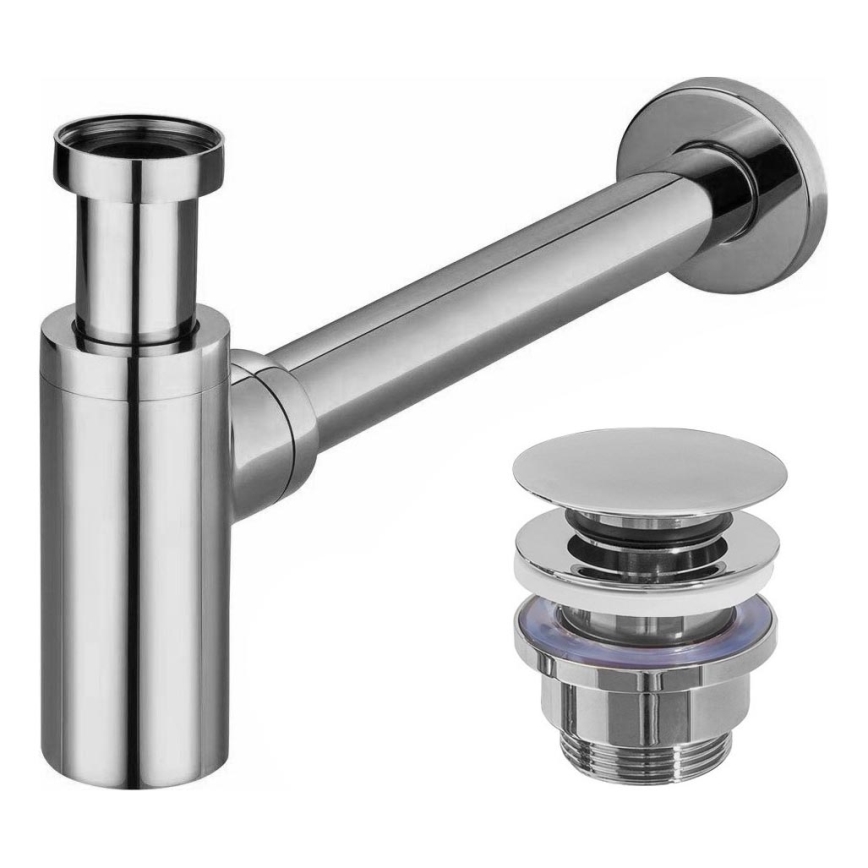 REA-A5693 - Syfon umywalkowy z korkiem CLICK-CLACK Ø 6,4 cm chrom błyszczący