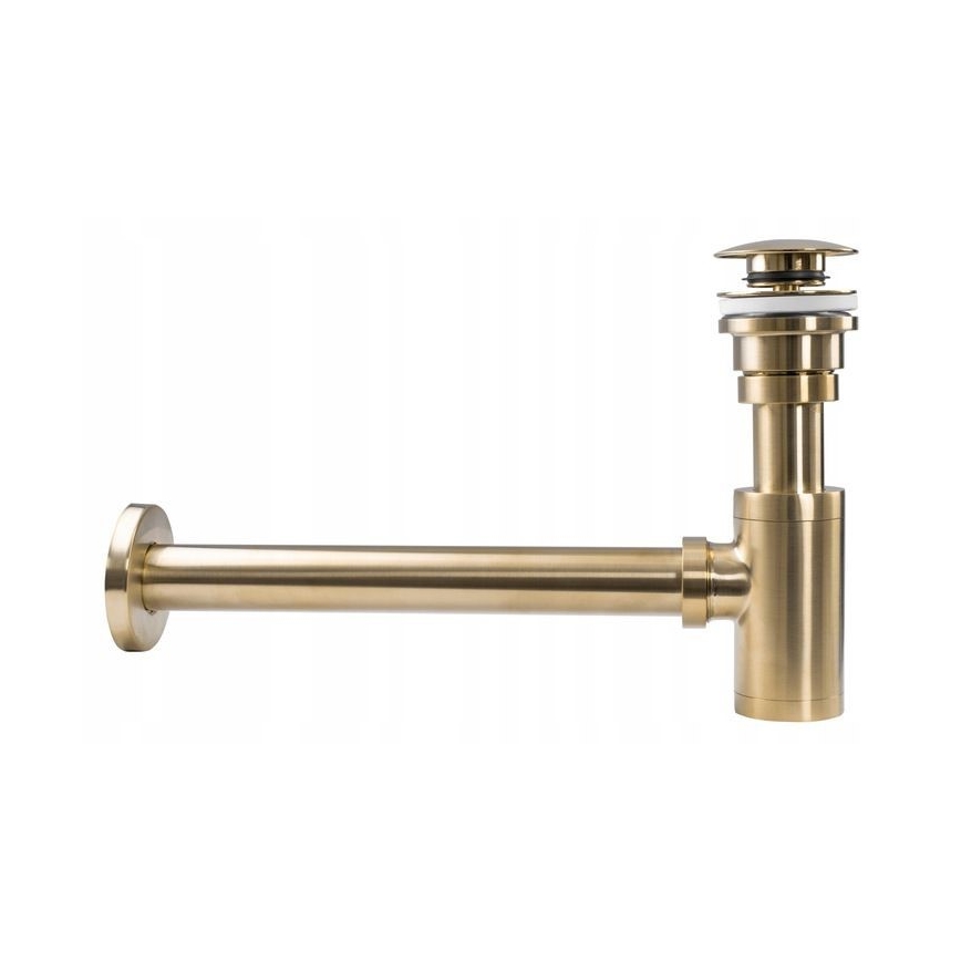 REA-A8586 - Syfon umywalkowy z korkiem typu CLICK-CLACK, Ø 6,4 cm, szczotkowane złoto