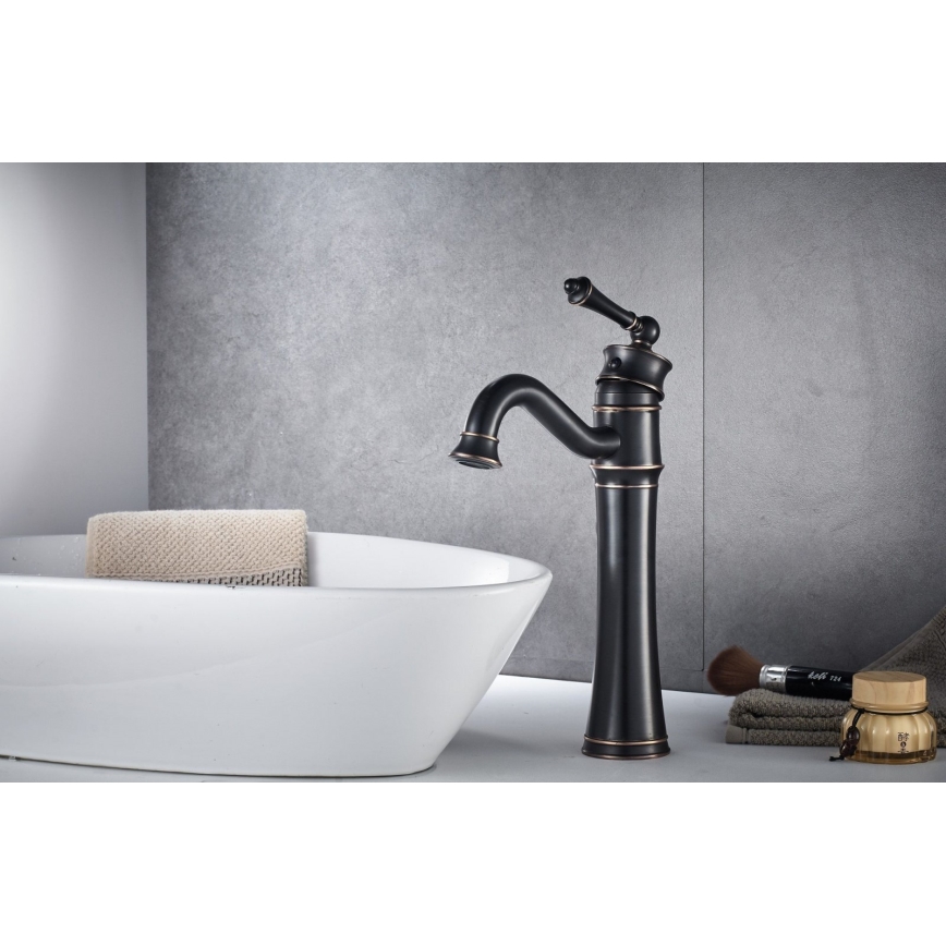 REA-B0227 - Bateria umywalkowa VINTAGE OLD 31 cm czarna