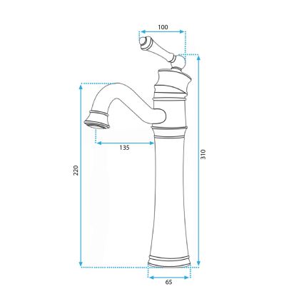 REA-B0227 - Bateria umywalkowa VINTAGE OLD 31 cm czarna