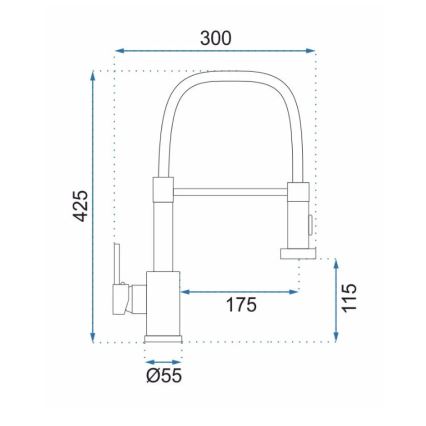 REA-B0417 - Bateria zlewozmywakowa z wysuwaną wylewką natryskową COLIN 42,5 cm nikiel