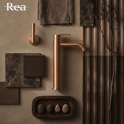 REA-B0971 - Bateria umywalkowa ONTARIO 30 cm szczotkowana miedź