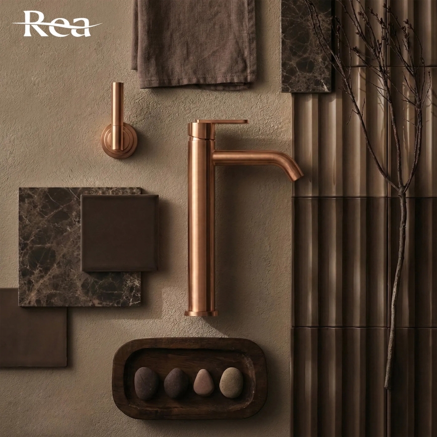 REA-B0971 - Bateria umywalkowa ONTARIO 30 cm szczotkowana miedź