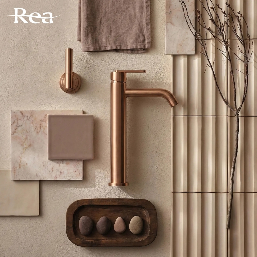 REA-B0971 - Bateria umywalkowa ONTARIO 30 cm szczotkowana miedź
