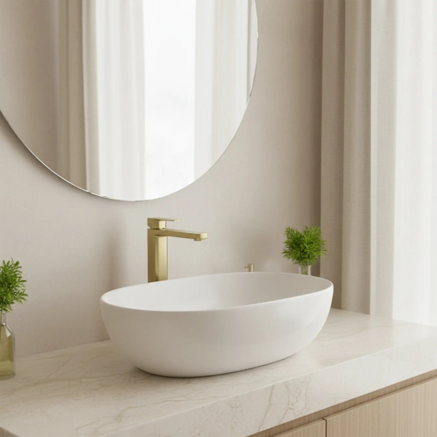 REA-B0977 - Bateria umywalkowa ARLO 30 cm, szczotkowane złoto