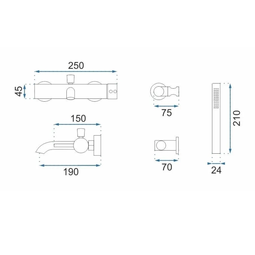 REA-B1115 - Zestaw wannowy LUNGO w szczotkowanej miedzi