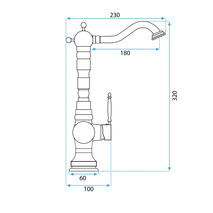 REA-B2500 - Bateria umywalkowa VENICE 32 cm szczotkowane złoto