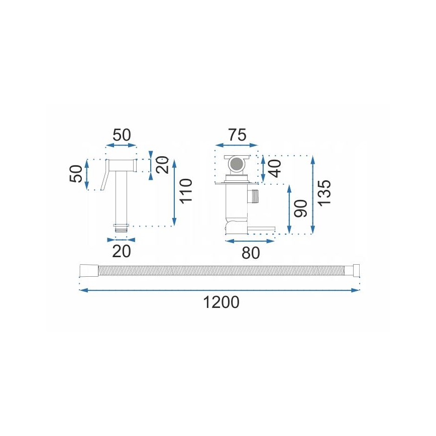 REA-B4106 - Bateria bidetowa z prysznicową słuchawką do montażu podtynkowego LUNGO błyszczący chrom