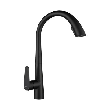 REA-B5313 - Bateria kuchenna ROSS z wysuwaną słuchawką natryskową, 43 cm, czarna