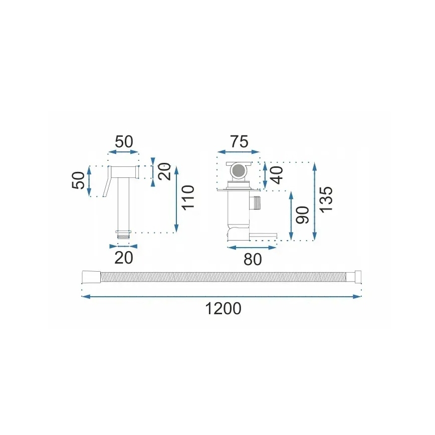 REA-B6311 - Bateria bidetowa z prysznicem do montażu podtynkowego LUNGO szczotkowane złoto