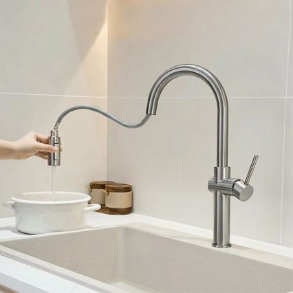 REA-B6330 - Bateria zlewozmywakowa z wyciąganą wylewką FRESH 45 cm nikiel