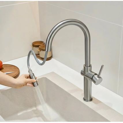 REA-B6330 - Bateria zlewozmywakowa z wyciąganą wylewką FRESH 45 cm nikiel